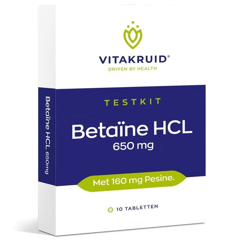 Betaine HCL 650 mg & pepsine 160 mg testkit - NowVitamins - Vitakruid - 8717438691183