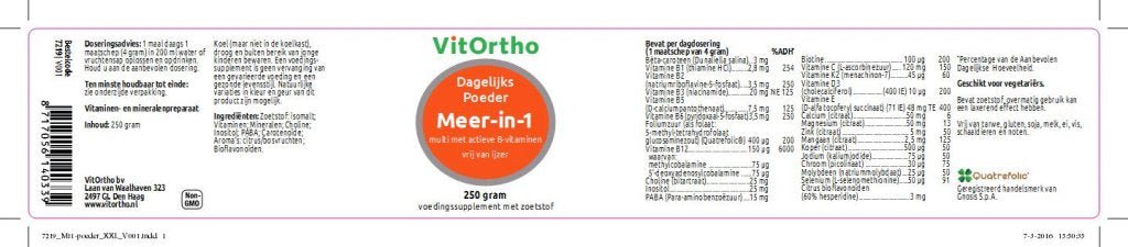 Meer-in-1 Dagelijks Poeder  - NowVitamins - VitOrtho - 8717056140339